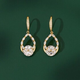 Náušnice Swarovski Elements Céline Gold, Zlatá