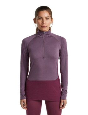 Dámské merino triko dlouhý rukáv, 1/2 zip ICEBREAKER Wmns Merino 200 ZoneKnit LS Half Zip, Dark Berry/Grey Plum/Cb velikost: S
