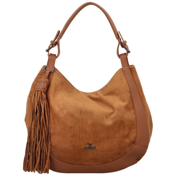 Módní dámská semišová/koženková kabelka na rameno Margit, hnědá