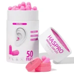 Haspro Universal špunty do uší, pěnové, 50 párů / 100ks, růžové (HSEPUF5052)