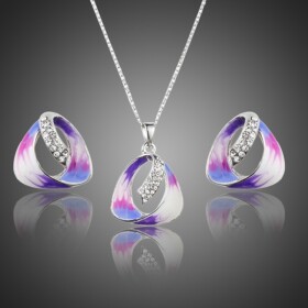 Souprava náhrdelníku a náušnic Swarovski Elements Scarsi, Fialová 40 cm + 6 cm (prodloužení)