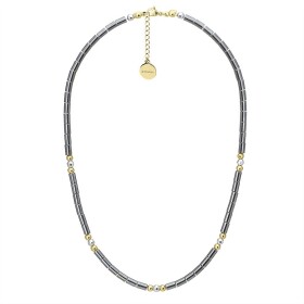 Dámský náhrdelník s jemnými hematitovými a zlatými ocelovými korálky, Zlatá 38 cm + 5 cm (prodloužení)