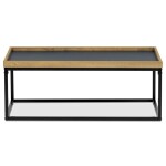 Stůl konferenční, MDF deska šedá s dekorativní hranou divoký dub, černý kov.