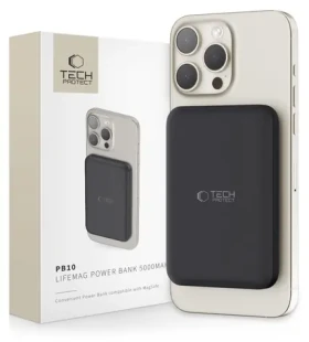 Tech-Protect LifeMag PB10 černá / Powerbanka MagSafe / 5000 mAh / 15W / USB-C