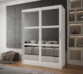 Šatní skříň Abi Miror Barva korpusu: Bílá, Rozměry: 150 cm, Dveře: Bílá
