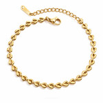 Náramek s motivem srdíček Lia Gold - chirurgická ocel, Zlatá 16 cm + 5 cm (prodloužení)
