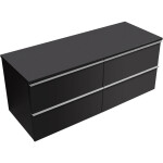CERANO - Koupelnová skříňka Velora - černá matná, úchytka chrom + deska pod umyvadlo Navira Slim - 18 mm - 120x54,8x46,5 CER-664774