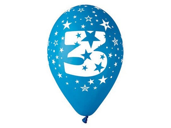 Balónek nafukovací - sada 5ks ČÍSLO "3", Smart Balloons, W040541