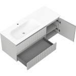 MEXEN/S - Rivel koupelnová skříňka 120 cm s umyvadlem Vela levá, 2S, 1D, reliéf, šedá mat/bílá mat 91A23-12047-3-BBFFF62-W23L01