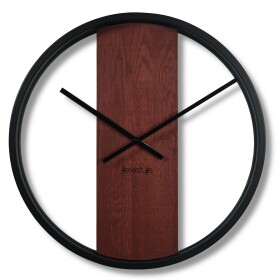 DumDekorace Mahagonové nástěnné hodiny ze dřeva a kovu 50 cm