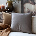 Chic Antique Sametový povlak na polštář Aix Thunder Grey 50 × 50 cm, šedá barva, textil