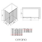CERANO - Sprchový kout Lantono - pravá - 8 mm - Soft-Close - černá matná, mléčné sklo - 160x70 - posuvný CER-665500