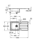 GROHE - Dřezy Dřez K500, 100x50 cm, kartáčovaná nerez 31563SD1