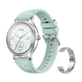 Colmi L28 stříbrno-zelené, stříbrný ocelový řemínek / Chytré hodinky / AMOLED / Bluetooth hovory / IP68 (L28 Silver-green)