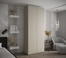 Šatní skříň Abi Inova 2 Rozměry: 100 cm, Pásky / úchyty: Zlatý, Barva korpusu + barva dveří: Kašmír