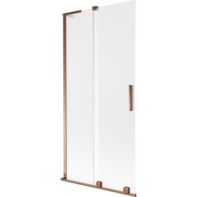 MEXEN/S - Velar L dvoukřídlá posuvná vanová zástěna 95 x 150, dekor, růžové zlato 896-095-003-31-60