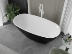 MEXEN/S - Eris volně stojící vana 180 x 80, bílá/černá, sifon a přepad bílá 53441808075-20