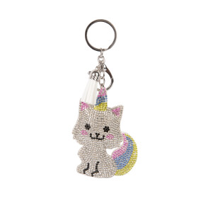 Štrasová klíčenka - Duhová kočka - Albi
