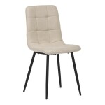 Židle jídelní, potah krémová látka, kovová čtyřnohá podnož, černý mat