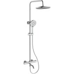 CERANO Sprchový nástěnný sloup Selma - termostatická vanová otočná baterie - chrom - 80-130,4 cm