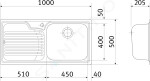 FRANKE - Galassia Nerezový dřez GAX 611/7, 1000x500 mm, s odkapávací plochou vlevo 101.0120.145