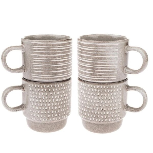 Sada 4 ks keramických hrnků BEIGE 290 ml