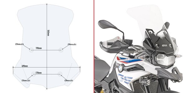 D5127St plexi čiré Bmw F 750/850 GS (18-23), vxš545x490mm - vyšší o 270 mm