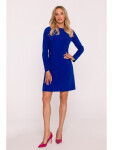 S419 Šaty s ozdobnými knoflíky v pase - královská modř EU S