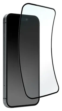 Puro Flexible Glass D3O / Hybridní sklo / černý rámeček / iPhone 16 / iPhone 15 / iPhone 15 Pro
