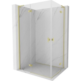 MEXEN/S - Mist-H L Duo sprchový kout dveře křídlové 85 x 100, transparent, zlato kartáčovaná 8A5L-085L-100P-55-00