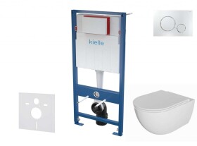 Kielle - Genesis Set předstěnové instalace, klozetu Oudee, sedátka softclose a tlačítka Gemini II, lesklý chrom 30505SS75
