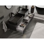 MEXEN/S - Rivel koupelnová skříňka pod umyvadlo 140 cm s deskou, 1 šuplík, reliéf , černá mat 91A20-14023-1-BFC71