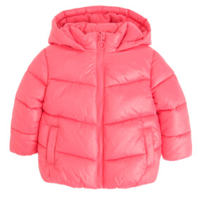 Metalická zimní bunda s kapucí- růžová - 116 MAROON