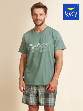 Pánské pyžamo MNS 719 A22 Zelená s potiskem - Key zelená-potisk L