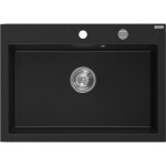 MEXEN - Elix granitový dřez 1-miska 700 x 500 mm, černá, sifon chrom 6526701005-77