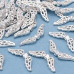 Kovová andělská křídla - stříbrná - 6 x 21 x 2,5 mm - 1 ks