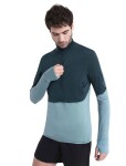 ICEBREAKER Mens Merino 200 Realfleece™ Descender LS Half Zip, Fathom Green/Cloud Ray/Cb (vzorek) velikost: M