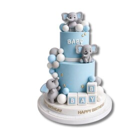 Dortisimo Zápich do dortu a dekorace Sloni s nápisem BABY a s koulemi modro-bílá (26 ks)