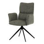 Židle jídelní, zelená látka, 360° vratný mechanismus, černý kov