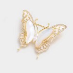 Luxusní brož ve tvaru motýla s perletí a zirkony Mélanie, Zlatá