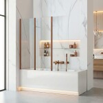 REA - Skládací vanová zástěna AGAT-3 120 Brush Copper REA-W5697