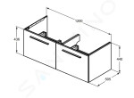 IDEAL STANDARD - i.Life B Umyvadlová skříňka 120x44x51 cm, 2 zásuvky, šedý matný křemen T5277NG