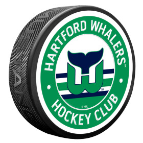 Mustang Puk Hartford Whalers NHL Green Vintage Striped Textured Puck