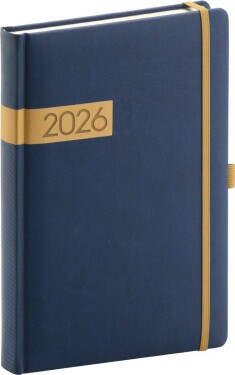 Diář 2026: Twill - modrozlatý, denní, 15 x 21 cm