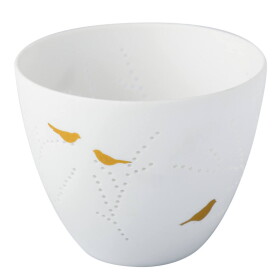 Räder Porcelánový svícen Gold Birds Small, bílá barva, porcelán