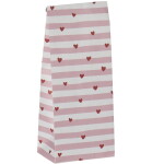 Ib Laursen Papírový sáček Red Hearts / Pink Stripes 22,5 cm – set 5 ks, růžová barva