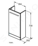 IDEAL STANDARD - i.Life S Umyvadlová skříňka, 354x202x730 mm, 1 dvířka, přírodní dub T5303NX