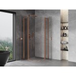 MEXEN/S - Mist L Duo sprchový kout dveře křídlové 95 x 95, transparent, měď kartáčovaná 8A4L-095-095-65-00