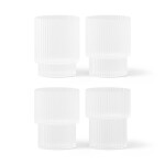 Ferm Living Skleničky Ripple Frosted 200 ml – set 4 ks, bílá barva, sklo
