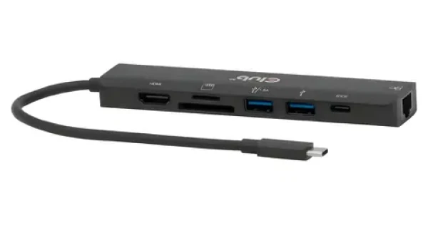 CLUB3D CSV-2553 černá / USB-C hub 7v1 / HDMI 4K 60Hz / 2x USB-A / USB-C PD 100W / Gigabit LAN / SD/microSD (CSV-2553)